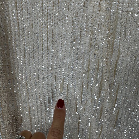 FLAWED - NWT Mac Duggal Fully Sequined Jeweled Dress Porcelain 6 #8463 - Picture 5 of 11